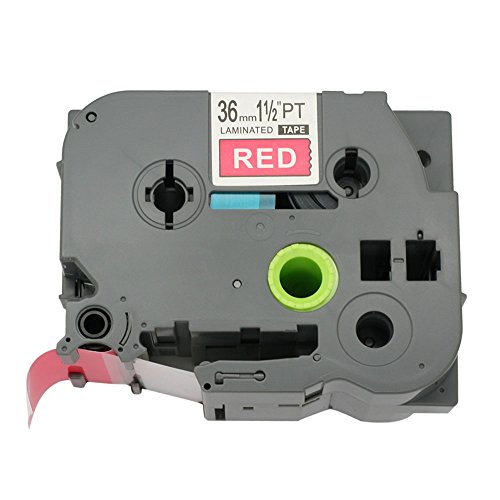 Fassport Etikettenband, kompatibel mit Brother P-Touch TZ 465 TZe 465 36 mm, Weiß auf Rot, 1 Stück von Fassport