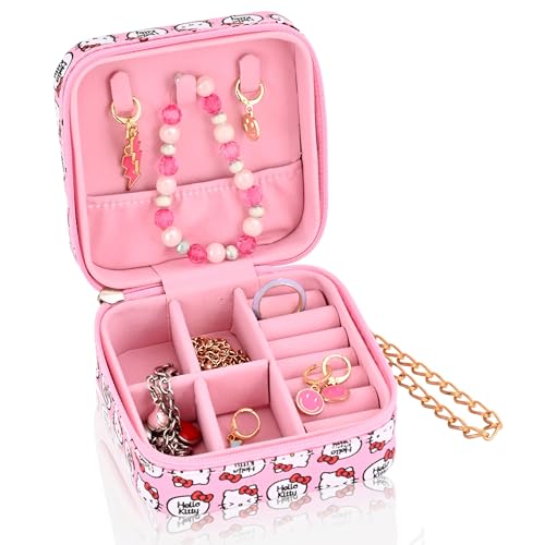 Fast Forward Sanrio Hello Kitty Schmuckschatulle für Damen, mehrere Fächer, Schmuck-Organizer und Aufbewahrung, Schmuckhalter, Geschenk-Box, kleines Schmucketui mit Reißverschluss Fast Forward Sanrio Hello Kitty Schmuckschatulle für Damen, mehrere Fächer, Schmuck-Organizer und Aufbewahrung, Schmuckhalter, Geschenk-Box, kleines Schmucketui mit Reißverschluss von Fast Forward