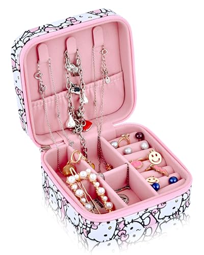 Fast Forward Sanrio Hello Kitty Schmuckschatulle für Damen, mehrere Fächer, Schmuck-Organizer und Aufbewahrung, Schmuckhalter, Geschenk-Box, kleines Schmucketui mit Reißverschluss Fast Forward Sanrio Hello Kitty Schmuckschatulle für Damen, mehrere Fächer, Schmuck-Organizer und Aufbewahrung, Schmuckhalter, Geschenk-Box, kleines Schmucketui mit Reißverschluss von Fast Forward