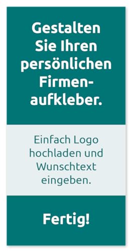 Firmen-Aufkleber mit Logo & Wunschtext selbst gestalten, 112 Stück, PVC-Folie, selbstklebend, wetterfest - Logo-Etiketten mit Firmeneindruck (Rechteckig Hochformat 9 x 4,5 cm) von Fast-Label
