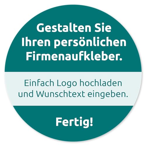Firmen-Aufkleber mit Logo & Wunschtext selbst gestalten, 120 Stück, PVC-Folie, selbstklebend, wetterfest - Logo-Etiketten mit Firmeneindruck (Rund 5 cm Ø) von Fast-Label
