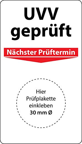 Grundplakette UVV geprüft, 100 Stück, 70 x 40 mm, Vinylfolie, selbstklebend, Grundetikett für UVV-Prüfung Grundplakette UVV geprüft, 100 Stück, 70 x 40 mm, Vinylfolie, selbstklebend, Grundetikett für UVV-Prüfung von Fast-Label