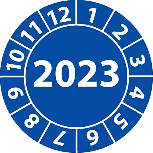 Jahresprüfplakette 2023, Vinylfolie, selbstklebend, Prüfaufkleber, Jahresplakette für das Jahr 2023 (20 mm Ø, Blau, 100) von Fast-Label