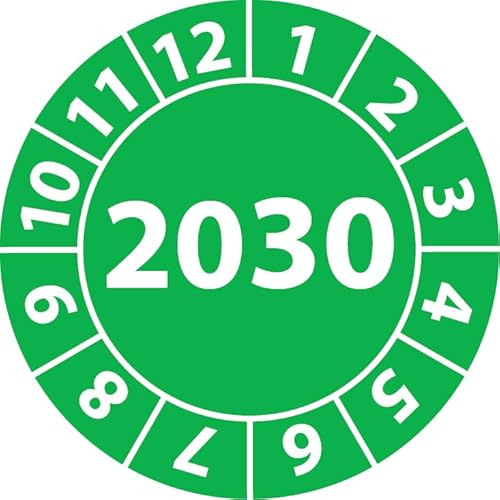 Jahresprüfplakette 2024, Vinylfolie, selbstklebend, Prüfaufkleber, Jahresplakette für das Jahr 2024 (20 mm Ø, Grün, 100) von Fast-Label