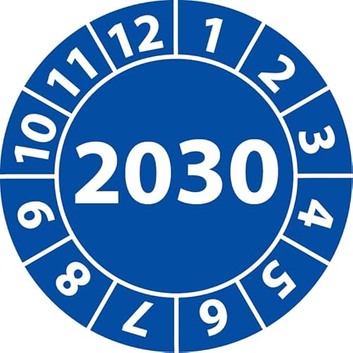 Jahresprüfplakette 2024, Vinylfolie, selbstklebend, Prüfaufkleber, Jahresplakette für das Jahr 2024 (30 mm Ø, Blau, 500) von Fast-Label