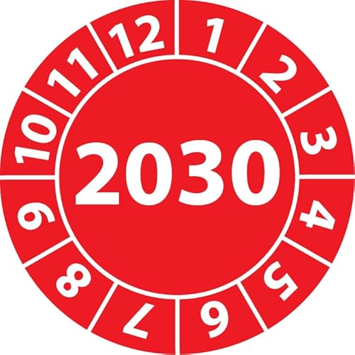 Jahresprüfplakette 2024, Vinylfolie, selbstklebend, Prüfaufkleber, Jahresplakette für das Jahr 2024 (30 mm Ø, Rot, 250) von Fast-Label