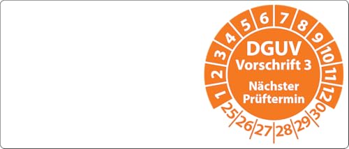 Kabelprüfplaketten DGUV Vorschrift 3 Nächster Prüftermin 70 x 30 mm, 100 Stück, Prüfplaketten für Kabel DGUV V3 (Orange) von Fast-Label