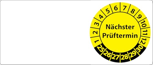 Kabelprüfplaketten Nächster Prüftermin 2025, 70 x 30 mm, 100 Stück, Prüfplaketten für Kabel (Gelb) von Fast-Label