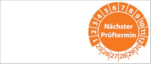 Kabelprüfplaketten Nächster Prüftermin 2025, 70 x 30 mm, 100 Stück, Prüfplaketten für Kabel (Orange) von Fast-Label