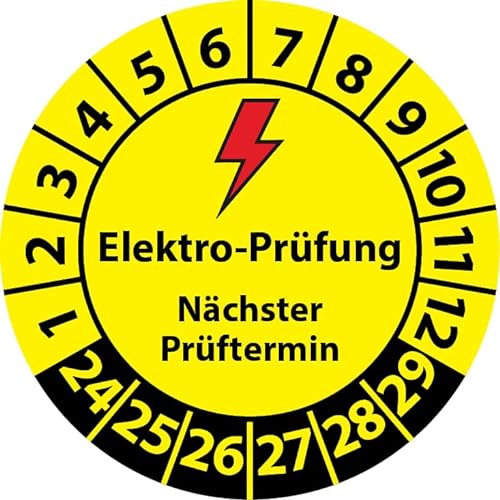 Prüfplakette Elektro-Prüfung Nächster Prüftermin, Vinylfolie, Elektro Prüfaufkleber, Prüfetikett, Plakette E-Prüfung (35 mm Ø, 100) von Fast-Label