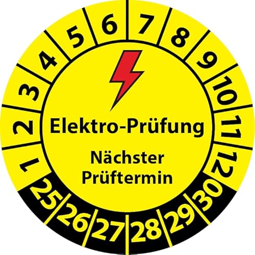 Prüfplakette Elektro-Prüfung Nächster Prüftermin, Vinylfolie, Elektro Prüfaufkleber, Prüfetikett, Plakette E-Prüfung (35 mm Ø, 100) von Fast-Label