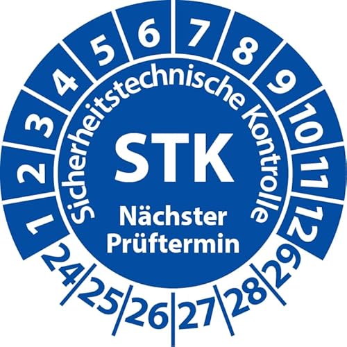 Prüfplakette STK Medizintechnik Sicherheitstechnische Kontrolle, Vinylfolie, Prüfaufkleber, Prüfetikett, Plakette (25 mm Ø, Blau, 100) von Fast-Label