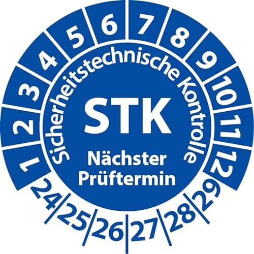 Prüfplakette STK Medizintechnik Sicherheitstechnische Kontrolle, Vinylfolie, Prüfaufkleber, Prüfetikett, Plakette (30 mm Ø, Blau, 100) von Fast-Label