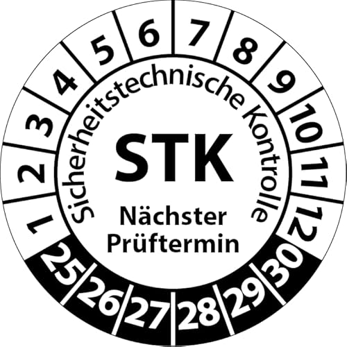 Prüfplakette STK Medizintechnik Sicherheitstechnische Kontrolle, Vinylfolie, Prüfaufkleber, Prüfetikett, Plakette (35 mm Ø, Weiß, 250) von Fast-Label