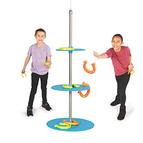 Fat Brain Toys Horseshoe Throwing Game: Hufeisenwerfen Spiel, Zielstange mit Plattformen und Türrahmenaufhänger, 8 Hufeisen in Orange und Grün, ab 6 Jahre, innen und außen spielbar Fat Brain Toys Horseshoe Throwing Game: Hufeisenwerfen Spiel, Zielstange mit Plattformen und Türrahmenaufhänger, 8 Hufeisen in Orange und Grün, ab 6 Jahre, innen und außen spielbar von Fat Brain Toys