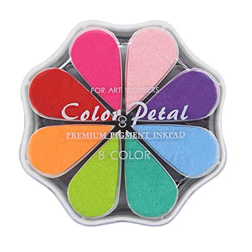 Stempelkissen in 8 Farben zum Basteln, Regenbogenfarben, kleine Gummistempel, Stempelkissen, Pigmentblütenpunkt-Optionspad, waschbar für Kartenherstellung, Sammelalben, Kindermalerei, Buchstaben(1015 von Fatiya