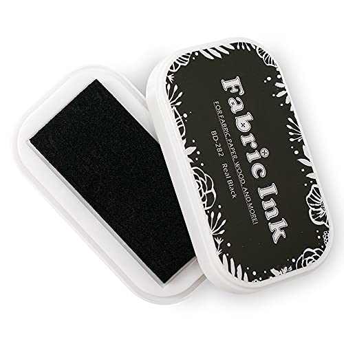 Stoff-Stempelkissen für Gummistempel, waschbare Bastel-Stempelkissen für Kartenherstellung Scrapbook, permanentes Stempelkissen für Holz, Papier, 9,4 x 5,3 cm (schwarz, 282) von Fatiya