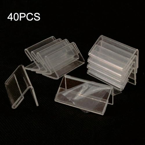Fauhapyway Set mit 40 Mini-Acryl-Schilderhaltern für Namenskarten und Etiketten, transparente L-förmige Präsentationsständer, geeignet für Geschäft, Büro, Hotel und Konferenzraum (6 x 9 cm) von Fauhapyway