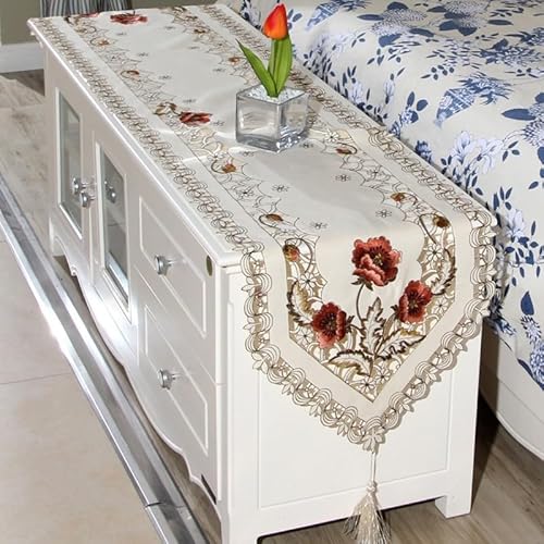 Tischläufer mit Blumenstickerei, weicher Spitzenstoff für Veranstaltungen und Zuhause, 40 x 246 cm, Nr. 1 Tischläufer mit Blumenstickerei, weicher Spitzenstoff für Veranstaltungen und Zuhause, 40 x 246 cm, Nr. 1 von Fauhapyway