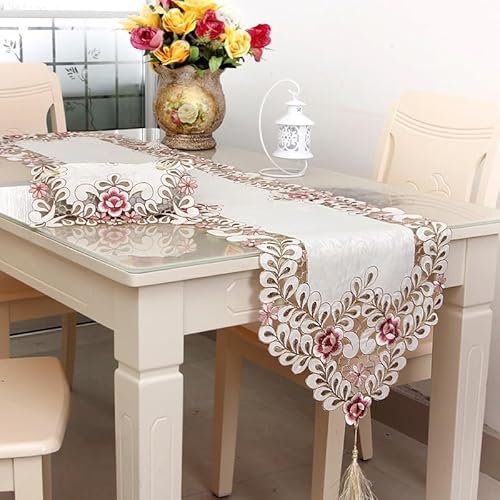 Tischläufer mit Blumenstickerei, weicher Spitzenstoff für Veranstaltungen und Zuhause, 40 x 246 cm, Nr. 4 Tischläufer mit Blumenstickerei, weicher Spitzenstoff für Veranstaltungen und Zuhause, 40 x 246 cm, Nr. 4 von Fauhapyway