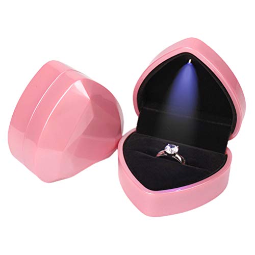 Fauitay Leuchtende Ringbox, Herzförmige Ringbox mit LED-Lichtanzeige, Aufbewahrung, Schmuckschatulle, Ringbeutel, Geburtstagsgeschenk (Rosa) von Fauitay