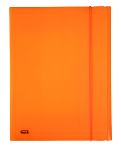 Favorit 400102282 Aktendeckel 3 Klappen mit Gummizug, 24 x 33 cm, orange fluo von Favorit