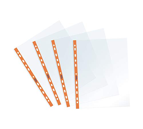 Favorit Prospekthüllen mit Universal-Lochung, Innenformat 22 x 30 cm, glatte Oberfläche, für A4-Blätter, 25 Stück Banda Con Fori Arancio Fluo von Favorit