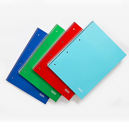 Favorit Spiralhefter A4, Lineatur 4 mm, 5 Stück, mit Löchern und Mikroperforation, Papier 80 g/qm, 1 rot, 1 blau, 1 grün, 1 türkis + 1 rotierende Farbe von Favorit