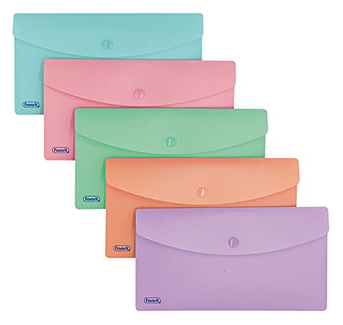 Favorit Umschläge mit Knopf, Pastell, DL, Polypropylen, matt, 30 Stück, verschiedene Farben Favorit Umschläge mit Knopf, Pastell, DL, Polypropylen, matt, 30 Stück, verschiedene Farben von Favorit