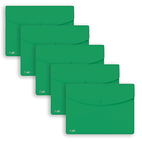 FAVORIT Umschläge mit Knopf Sprint, A4, Polypropylen, matt, 5 Stück, grün, 400159213 von Favorit