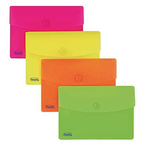 Favorit Umschläge mit Neon-Knopf, A6, Polypropylen, matt, Packung mit 20 Stück, verschiedene Farben Favorit Umschläge mit Neon-Knopf, A6, Polypropylen, matt, Packung mit 20 Stück, verschiedene Farben von Favorit
