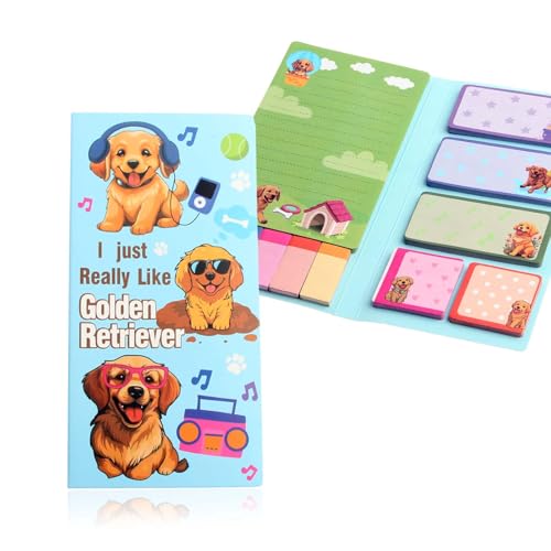 1 x Haftnotizen-Set, Golden Retriever, Tier-Cartoon-Haftnotizen, Hunde-Thema, Haftnotizblock, kreativ, einfach, Cartoon-Hund, Haftnotizen für Zuhause, Büro, Schule von Favson