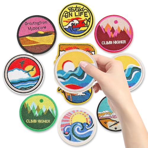 10 Stück bestickte Aufnäher, bestickte Aufnäher zum Aufnähen oder Aufbügeln, 10 Stücke Patches Set,Sonnenaufgang, Ozean und Wellen, Applikation für Kleidung, Hosen, Hüte, Jeans,DIY-Zubehör 10 Stück bestickte Aufnäher, bestickte Aufnäher zum Aufnähen oder Aufbügeln, 10 Stücke Patches Set,Sonnenaufgang, Ozean und Wellen, Applikation für Kleidung, Hosen, Hüte, Jeans,DIY-Zubehör von Favson