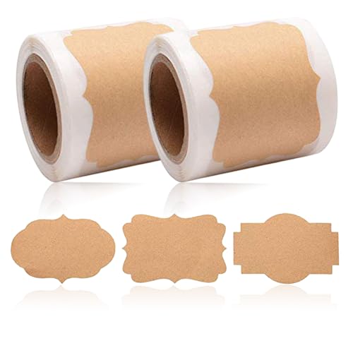600 Stück Kraft Etiketten Aufkleber,selbstklebende Etiketten Kraft-Etiketten, zum Beschriften Marmeladen Klebeetiketten60x30mm, Kreative Handmade Aufkleber Geschenkaufkleber Marmeladen Etiketten von Favson