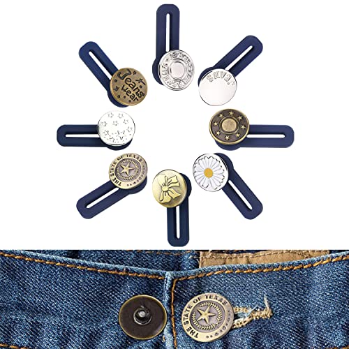8 Stück Hosenbunderweiterung Jeans Knopf, Taille Extender Metall Einziehbare Button, Einziehbare Knöpfe für Hemd, Jeans, Röcke, Hosen,Schwangerschaft von Favson