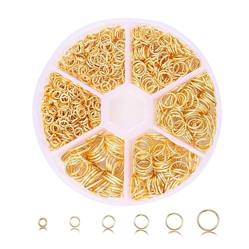 880 Stück Goldene Biegeringe Sprungringe Biegeringe Offene Schmuckherstellung Ringe Ohrringe Gold Set Ohrringe Armbänder Schmuck Accessoires 4mm 5mm 6mm 7mm 8mm 10mm 880 Stück Goldene Biegeringe Sprungringe Biegeringe Offene Schmuckherstellung Ringe Ohrringe Gold Set Ohrringe Armbänder Schmuck Accessoires 4mm 5mm 6mm 7mm 8mm 10mm von Favson