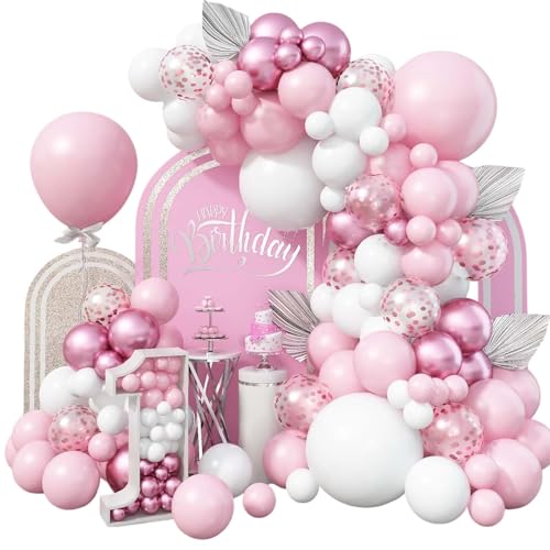 97-teiliges rosa und weißes Ballonbogen-Set, rosa und weiße Ballon-Girlanden-Set, rosafarbener Ballonbogen, 45,7 cm, 12,7 cm, rosa und weiße Latexballons für Geburtstag, Hochzeit, Valentinstag 97-teiliges rosa und weißes Ballonbogen-Set, rosa und weiße Ballon-Girlanden-Set, rosafarbener Ballonbogen, 45,7 cm, 12,7 cm, rosa und weiße Latexballons für Geburtstag, Hochzeit, Valentinstag von Favson