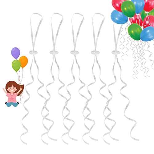 Ballonverschlüsse mit Polyband 100 Stück, Schnellverschluss Helium Ballonbänder,Weiß Luftballon Verschluss Ballonbänder Schnur für Geburtstag Oder Hochzeitsfeier Party von Favson