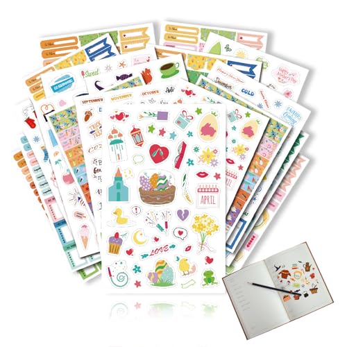Jahreszeiten Sticker Set 600+ Stück Aufkleber, Frühling Sommer Herbst Winter Scrapbook Sticker für Fotoalbum Bullet Journal Zubehör Deko,Scrapbook Stickers für Kalender, Planner, Agenda, Journal von Favson
