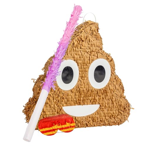 Fax Potato Poop Emoji Pinata, Stick and Blindfold Set - 3pc - Pink Stick - Fill Your Own Kids Large Party Accessory Decoration - W45cm x D10cm x H45cm Fax Potato Poop Emoji Pinata, Stick and Blindfold Set - 3pc - Pink Stick - Fill Your Own Kids Large Party Accessory Decoration - W45cm x D10cm x H45cm von Fax Potato