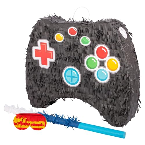 Fax Potato Game Controller Pinata, Stick & Blindfold Set - 3pc - Blue Stick - Mexican Kids Girls Boys Birthday Large Party Parties Games Decorations Kit - W50cm x D10cm x H41cm Fax Potato Game Controller Pinata, Stick & Blindfold Set - 3pc - Blue Stick - Mexican Kids Girls Boys Birthday Large Party Parties Games Decorations Kit - W50cm x D10cm x H41cm von Fax Potato