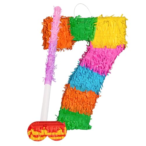 Fax Potato Nummer 7-Piñata-Set mit Stab und Augenbinde - Blauer Stick - Mexikaner Kinder Mädchen Jungen Geburtstagsfeier Parteien Spiele Dekorationen Bausatz Fax Potato Nummer 7-Piñata-Set mit Stab und Augenbinde - Blauer Stick - Mexikaner Kinder Mädchen Jungen Geburtstagsfeier Parteien Spiele Dekorationen Bausatz von Fax Potato
