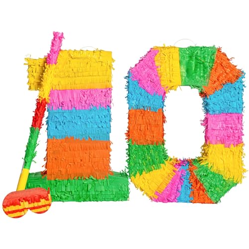 Fax Potato Pinata Set mit Stick & Blindfold - 10. Geburtstag/Jahrestag - Rainbow von Fax Potato