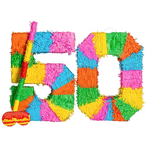 Fax Potato Pinata Set mit Stick & Blindfold - 50. Geburtstag/Jahrestag - Rainbow von Fax Potato