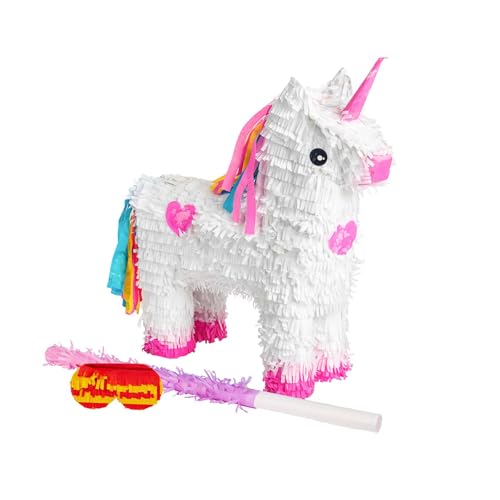 Fax Potato Unicorn Pinata, Stick and Blindfold Set - 3pc - Pink Stick - Fill Your Own Kids Large Party Accessory Decoration - W43cm x D13cm x H55cm Fax Potato Unicorn Pinata, Stick and Blindfold Set - 3pc - Pink Stick - Fill Your Own Kids Large Party Accessory Decoration - W43cm x D13cm x H55cm von Fax Potato