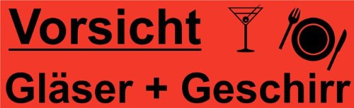 20x Umzugetiketten VORSICHT GLAS Rot Aufkleber, Sicherheitsetikett als Warnhinweis von Faxland