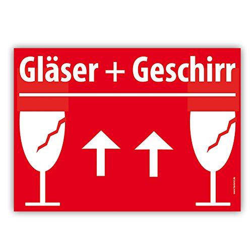 30x VORSICHT GLAS Umzugetiketten, A6 15x10cm, Rot, Sicherheitsetikett als Warnhinweis selbstklebend, 30 Stück von Faxland