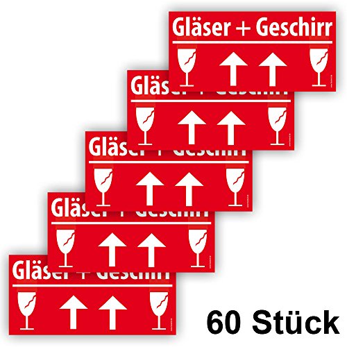 60x VORSICHT GLAS Aufkleber Big, Umzugetiketten, Groß 21x10cm, Rot, Sicherheitsetikett als Warnhinweis selbstklebend, 60 Stück 60x VORSICHT GLAS Aufkleber Big, Umzugetiketten, Groß 21x10cm, Rot, Sicherheitsetikett als Warnhinweis selbstklebend, 60 Stück von Faxland