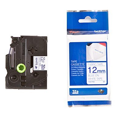 Beschriftungsband für Brother P-Touch TCM edition, Blau auf Weiss, 12 mm, Textilband zum einbügeln, Schriftband-Kassette für Brother, 12mm breit, 3mtr. Beschriftungsband für Brother P-Touch TCM edition, Blau auf Weiss, 12 mm, Textilband zum einbügeln, Schriftband-Kassette für Brother, 12mm breit, 3mtr. von Faxland