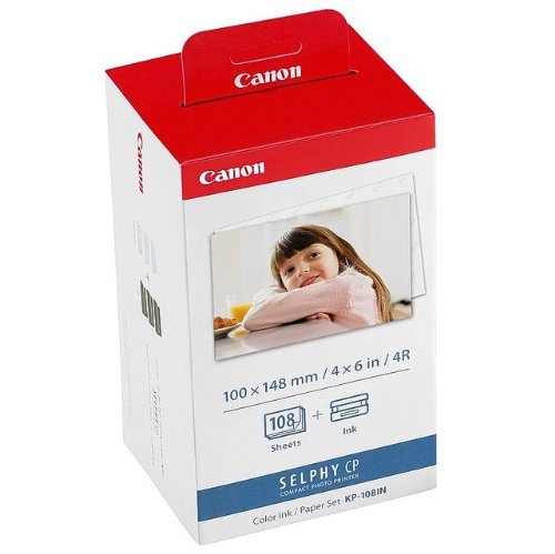 Canon Fotopapier für Canon Selphy CP 400, 108 Blatt A6 Photo, Color Ink Paper Set, 100x148 mm, CP400 von Canon